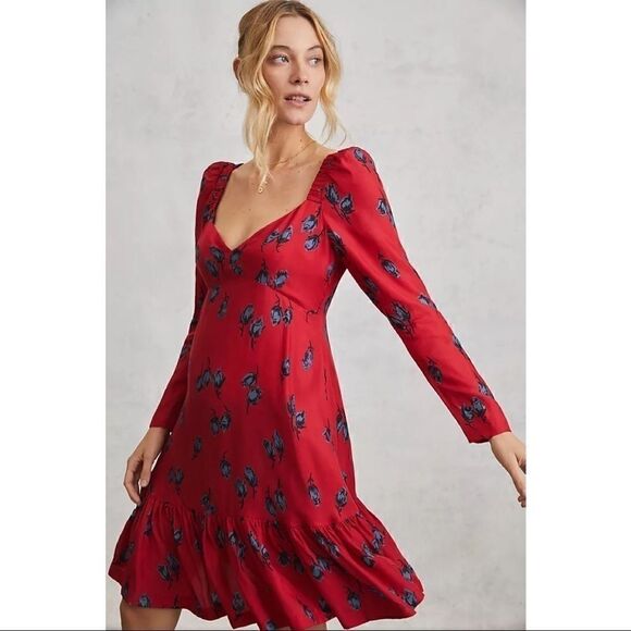 NEW Anthropologie Tracy Reese Rosebud Floral Puff Flounce Mini Dress X-Small - Picture 4 of 4